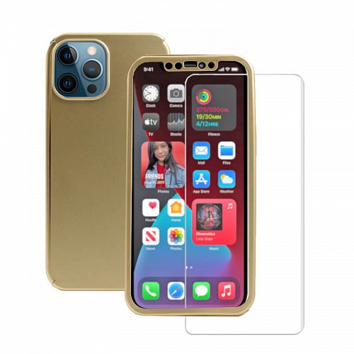 360 Full Cover & Temp.Glass iPhone 12 Pro Max Gold