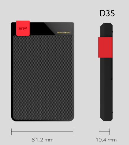 SILICON POWER  HDD 1TB Diamond D30 D3S, USB 3.2, Black SP010TBPHDD3SS3K