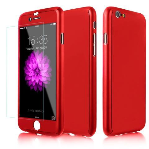 360 Full Cover & Temp.Glass iPhone 6/6s Plus Red