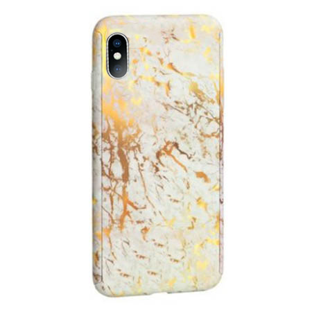 360 Full Cover Marble & Temp.Glass iPhone XS MAX MC7 Gold