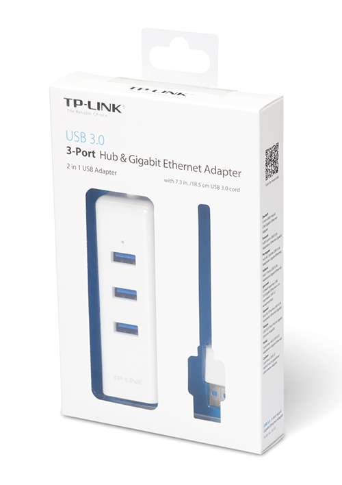 TP-LINK USB Hub UE330 με θύρα δικτύου, 3 θυρών, USB σύνδεση, λευκό UE330