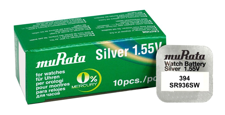 MURATA μπαταρία Silver Oxide για ρολόγια SR936SW, 1.55V, No394, 10τμχ MR-SR936SW