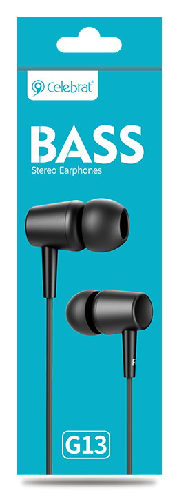 CELEBRAT earphones με μικρόφωνο G13, 3.5mm σύνδεση, Φ10mm, 1.2m, μαύρο G13-BK