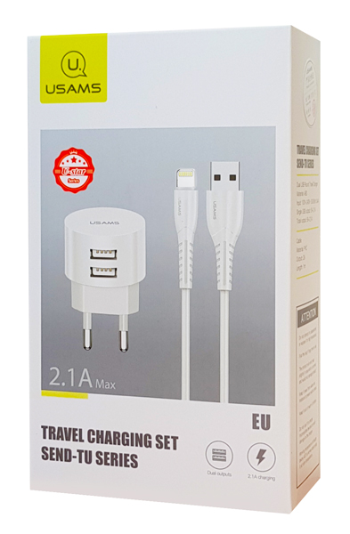 USAMS   T20 &  Lightning, 2x USB, 2.1A,  XTXLOGT1804