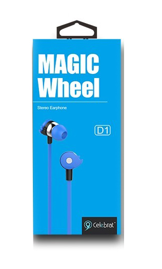 CELEBRAT earphones με μικρόφωνο D1, 3.5mm, Φ10mm, 1.2m flat, μπλε D1-BL