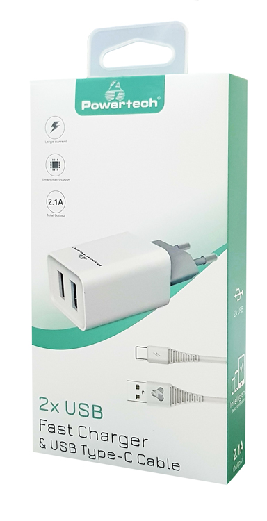 POWERTECH   PT-776   USB-C, 2x USB, 2.1A,  PT-776