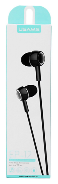 USAMS earphones με μικρόφωνο EP-12, 3.5mm σύνδεση, Φ10mm, 1.2m, μαύρα HSEP1201