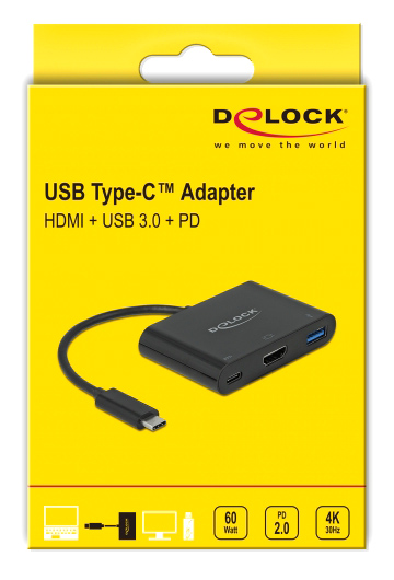 DELOCK docking station 64091, 3 , USB-C , 60W PD, 4K,  64091