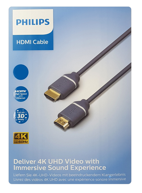 PHILIPS  HDMI 2.0 SWV5650G, 4K/60Hz, 18Gbps, copper, 5m,  SWV5650G-00