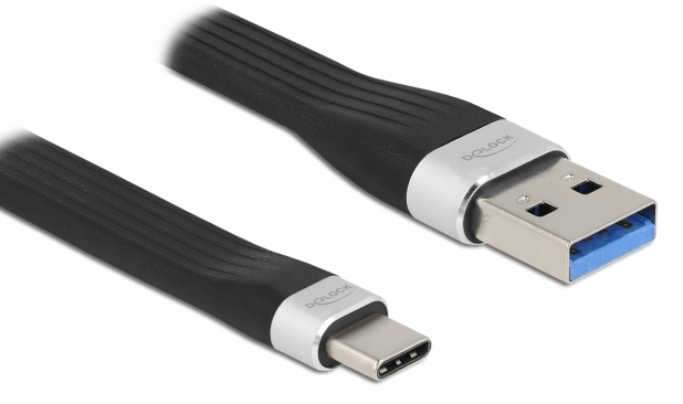 DELOCK καλώδιο USB 3.2 σε USB-C 85771, 15W, 5Gbps, FPC, 13.5cm, μαύρο 85771