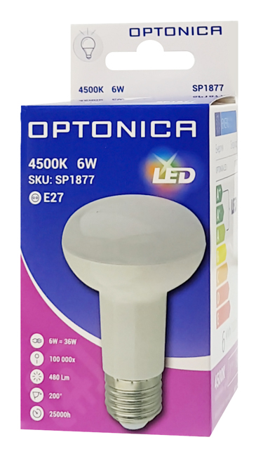 OPTONICA LED  R63 1877, 6W, 4500K, E27, 480lm OPT-1877