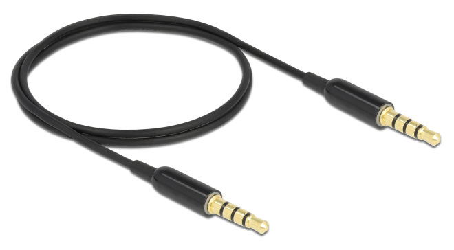 DELOCK καλώδιο 3.5mm 66075, CTIA, 32AWG, 0.5m, μαύρο 66075