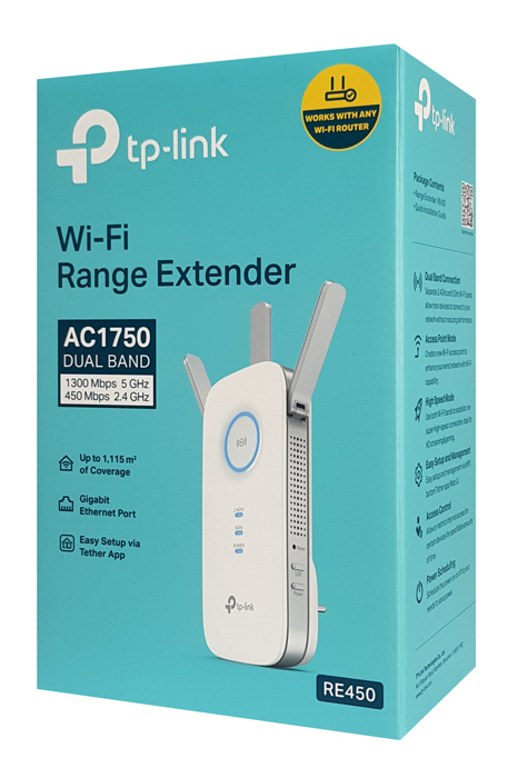 TP-LINK WiFi range extender RE450, dual-band, AC1750, Ver. 3.0 RE450