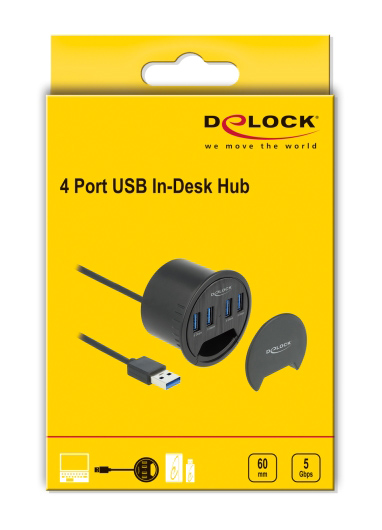 DELOCK USB hub 64153, 4x , 5Gbps, 60mm, USB ,  64153