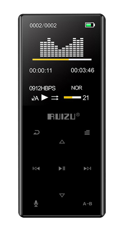 RUIZU MP3 player D29 με ηχείο, 1.8, 16GB, BT, ελληνικό μενού, μαύρο D29-16GB