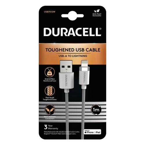   USB 2.0 Duracell Braided Kevlar USB A to MFI Lightning 1m 