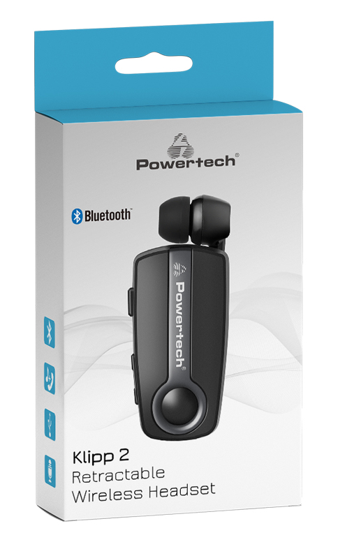 POWERTECH earphone Klipp 2 PT-998 multipoint, Bluetooth 5.1, USB-C, γκρι PT-998