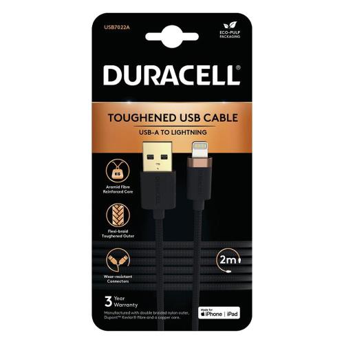   USB 2.0 Duracell Braided Kevlar USB A to MFI Lightning 2m 