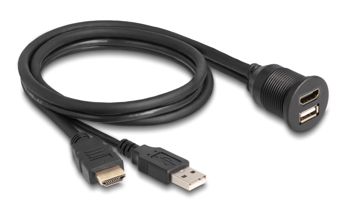 DELOCK καλώδιο HDMI & USB 87880, αρσενικό σε θηλυκό, IP67, 1m, μαύρο 87880