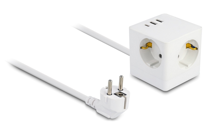 DELOCK  11497, 3x schuko, USB-C & 2x USB, 16A, 1.5m,  11497