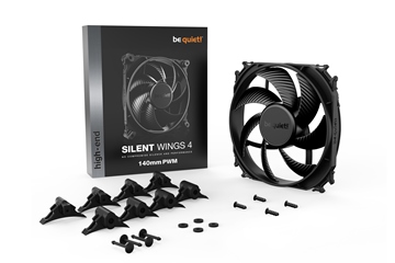 BEQUIET FAN SILENT WINGS 4 140MM PWM BL096, 1100RPM, 51,3CFM/87,16M3/H, 13,6 dB, Lifespan 300000h, BLACK, 5YW.