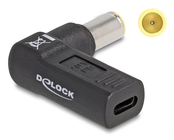 DELOCK αντάπτορας τροφοδοσίας 60012, USB-C σε IBM 7.9x5.5mm, 90°, μαύρος 60012