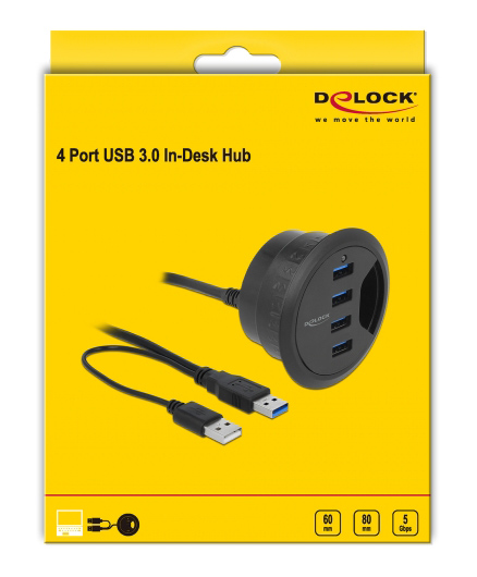 DELOCK USB hub 62868, 4x , 5Gbps, 60/80mm, USB ,  62868