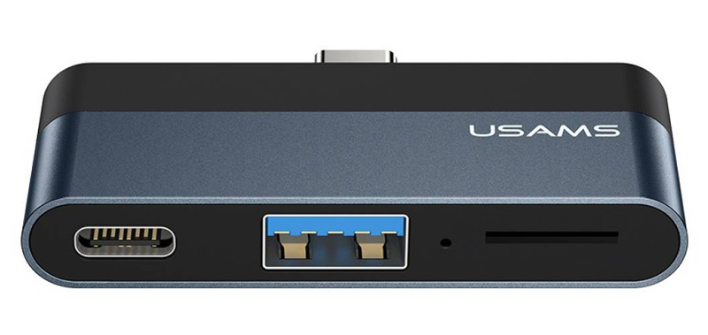 USAMS USB hub US-SJ491  card reader, 2x , 5Gbps, 60W, USB-C,  SJ491HUB01