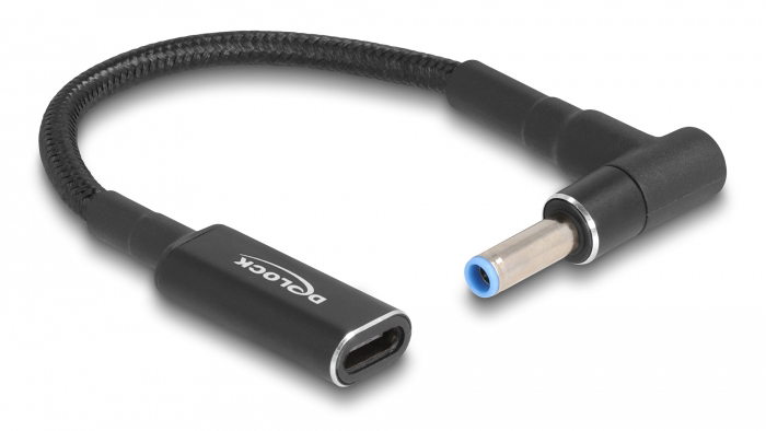 DELOCK καλώδιο τροφοδοσίας 60031, USB-C σε HP 4.5x3.0mm, 15cm, μαύρο 60031