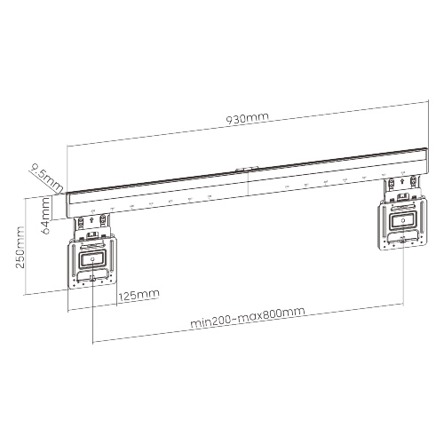 BRATECK επιτοίχια βάση LED-1948 για TV 43-100, ultra slim, έως 75kg LED-1948