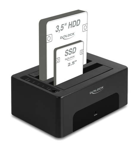 DELOCK docking station 64187, clone/erase function, 2x SSD/HDD, 5Gb/s 64187