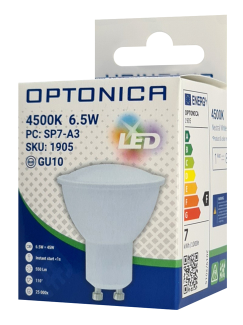 OPTONICA LED  spot 1905, 6.5W, 4500K, GU10, 550lm OPT-1905