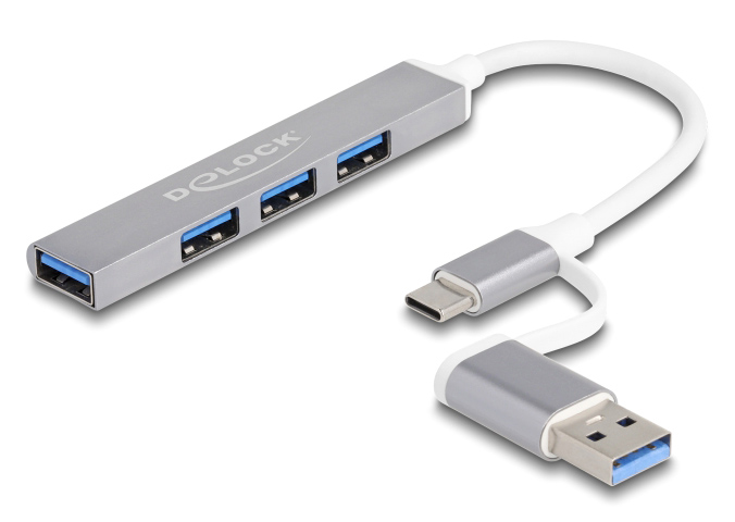 DELOCK USB hub 64214, 4x , 5Gbps, USB & USB-C ,  64214