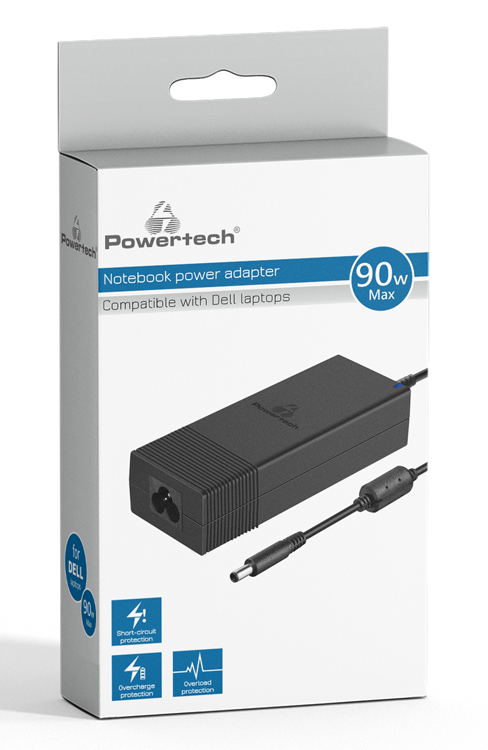 POWERTECH φορτιστής laptop PT-1083 για Dell, 90W, 1.2m, μαύρος PT-1083