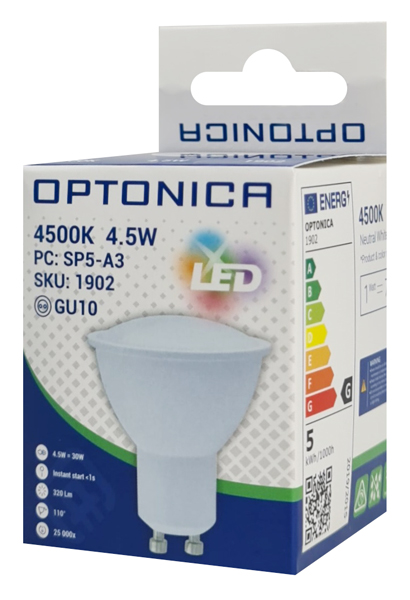 OPTONICA LED  spot 1902, 4.5W, 4500K, GU10, 320lm OPT-1902