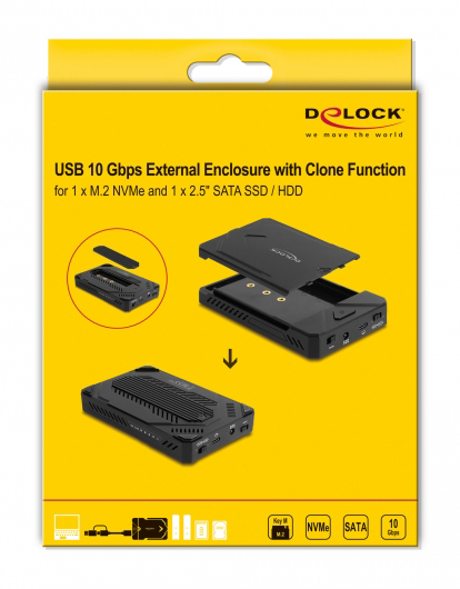 DELOCK  M.2 NVMe & SATA SSD/HDD 42020, 10Gbps,   42020