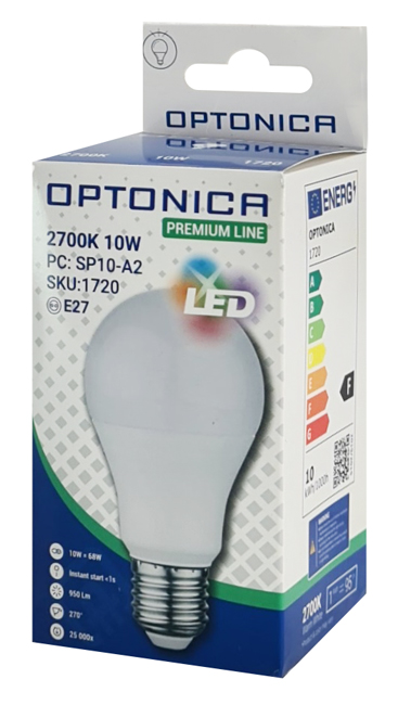 OPTONICA LED λάμπα A60 1720, 10W, 2700K, E27, 950lm OPT-1720