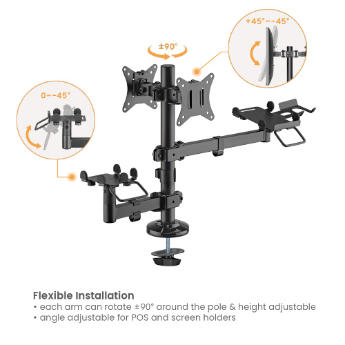 BRATECK βάση γραφείου PMM-02SD για 2x οθόνες 17-32/POS/printer PMM-02SD