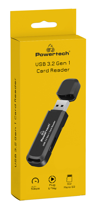 POWERTECH card reader PT-1112 για SD & micro SD, USB 3.2, 5Gbps, μαύρο PT-1112