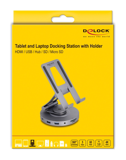 DELOCK docking station 88017   tablet, 8 , 60W PD, 4K,  88017