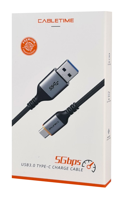 CABLETIME  USB-C  USB CT-AMCMG1, 15W, 5Gbps, 0.5m,  CT-AMCMG1-AG05