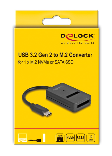 DELOCK  USB-C  M.2 NVMe PCIe/SATA SSD 64198, 10Gbps 64198