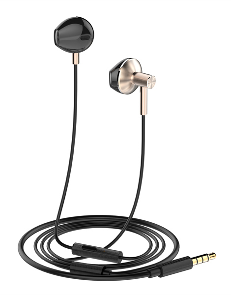 LDNIO earphones με μικρόφωνο HP09, 3.5mm σύνδεση, Φ13mm, 1.2m, ροζ χρυσό 6933138600696