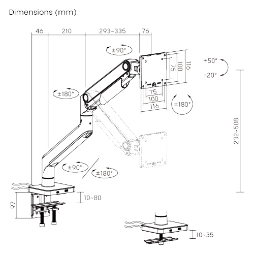 BRATECK βάση γραφείου LDT74-C012UC για οθόνη 17-49, έως 20kg LDT74-C012UC