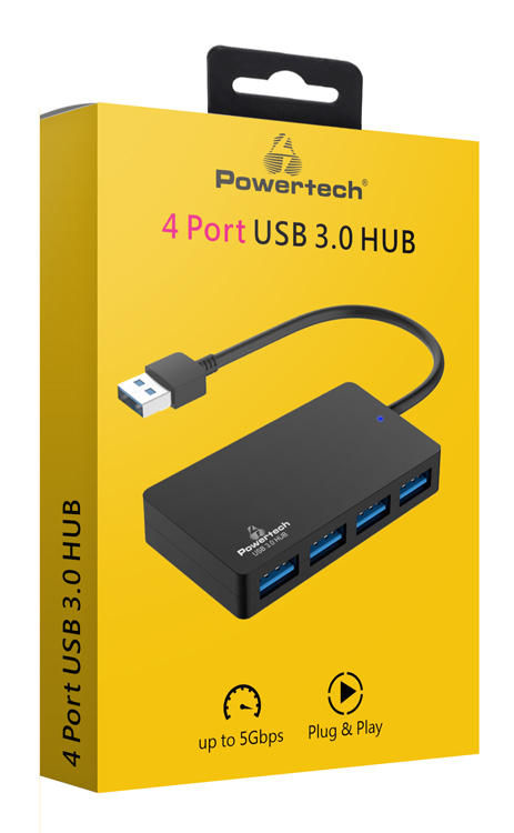 POWERTECH USB hub PT-1145, 4x , 5Gbps, USB ,  PT-1145