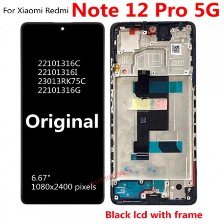 Xiaomi Redmi Note 12 Pro Plus 5G Lcd+Touch Screen+Frame Black ORIGINAL