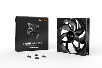 BEQUIET FAN PURE WINGS 3 PWM 140MM BL108, 1200RPM, 57,4CFM/97.5M3/H, 21,9dB, Lifespan 80000h, BLACK, 3YW.