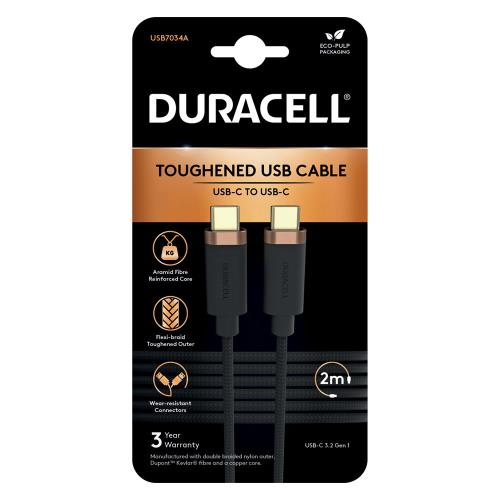   USB 3.2 Duracell Braided Kevlar USB C  USB C 2m 