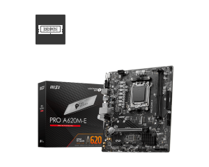 MSI MB PRO A620M-E, SOCKET AMD AM5, CS AMD A620, 2 DIMM SOCKETS DDR5, HDMI/VGA, LAN PORT, MICRO-ATX, 3YW.