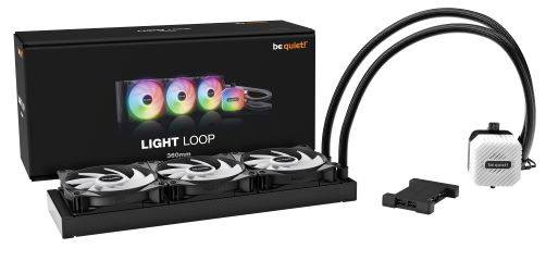 BEQUIET CPU HYDRO COOLER LIGHT LOOP 360mm BW022, INTEL SOCKET LGA 1700/1200/2066/1150/1151/1155, AMD AM5/AM4, SQUARE ARGB ILLUMINATING COOLING BLOCK, 3x FAN LIGHT WINGS LX 120mm PWM HIGH SPEED, BLACK, 3YW.